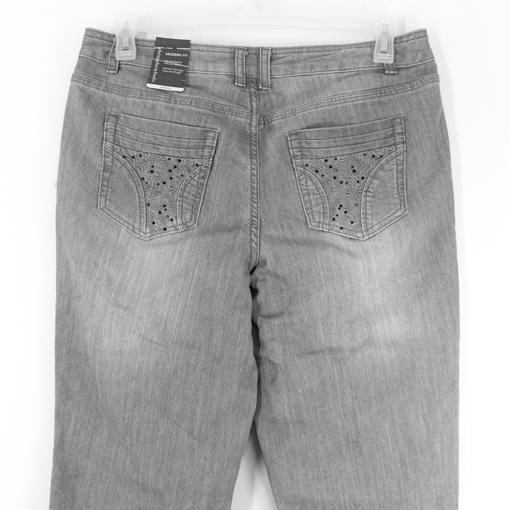 NEW Christopher & Banks Gray Denim Skimmer Capri Jeans Women's Size 10 Stretch - Picture 11 of 11
